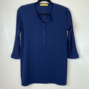 St John sport navy viscose and silk 3/4 sleeve top